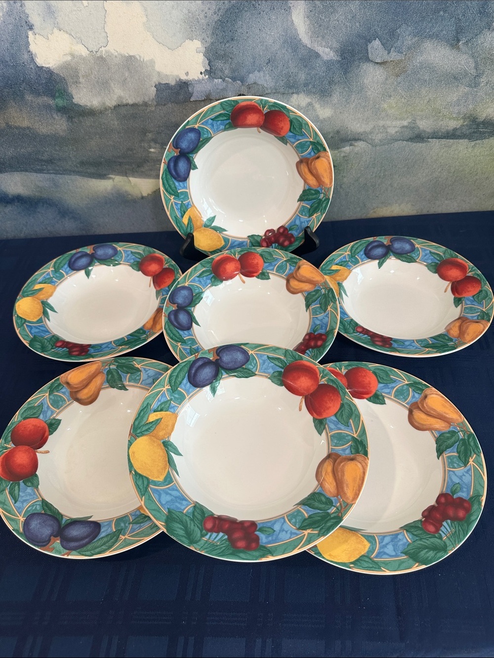Vintage Forbidden Fruit Victoria & Beale Fine China - Set of 7 Soup bowls